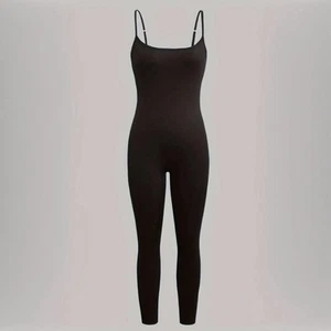 Solid Black Ribbed Jumpsuit Size XL - Picture 1 of 6