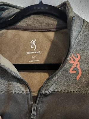 Browning Para Hombre Pequeño 1/4 Cremallera Pullover Polar Camisa de Caza Marrón Gris Largo... Foto 1 de 4
