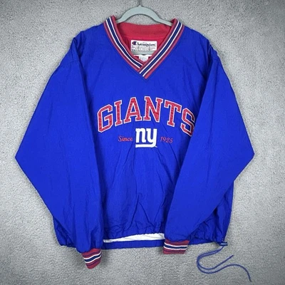 Chaqueta Pullover Vintage Champion New York Giants Para Hombre’s L Azul Rojo NFL 90s Foto 1 de 4