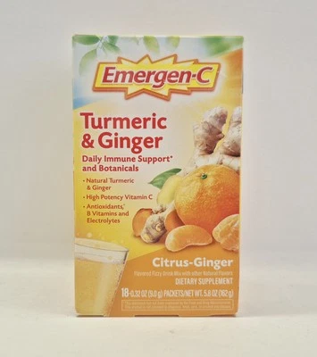 Emergen-C Turmeric & Ginger Powder Drink Mix - 18 Packets - Citrus - Ex: 12/2025 - Image 1 of 4