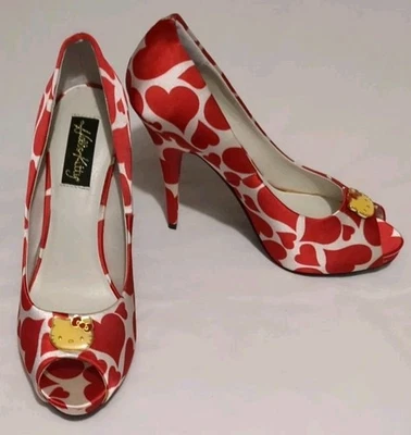 Zapatos de tacón alto Hello Kitty talla 7,5 punta abierta Stiletto Foto 1 de 4