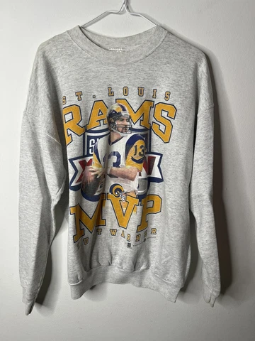 Vintage 2000 St Louis Rams Kurt Warner Sweater Mens Large Crewneck NFL Cover