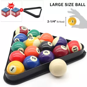 2-1/4” Billiard Ball Set Pool Table 16 Balls Rack Standard Regulation Size - Picture 1 of 8