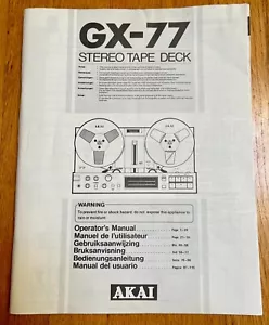 Original Akai GX-77 Stereo Tape Deck Bedienungsanleitung mit Staubschutz Anleitung - Bild 1 von 3