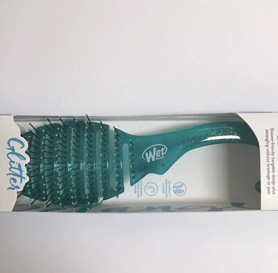 NEW Wet Brush Shower Detangler GLITTER AQUA IntelliFlex Bristles Hanger Beach - Image 1 of 4