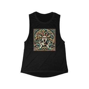 Women's Medusa Flowy Scoop Muscle Tank workout gym shirt Medusa tattoo snakes - Picture 1 of 3