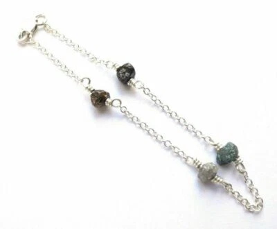 3.00Tcw Bracciale a catena in argento 925 con diamante grezzo grezzo,... - Immagine 1 di 3