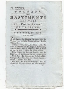 UU237-NAVIGAZIONE-TRIESTE-ELENCO Schiffe Angekommen Im Portofrei Ott. 1787 - Bild 1 von 1