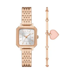 Womens Wristwatch + Bracelet ARMANI EXCHANGE LEILA AX7164SET Steel Gold Rose - Picture 1 of 3