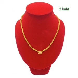 Necklace Jewelry Chain Yellow Thai Baht 24k Gold Plated Handmade Pattern Pia - Picture 1 of 7