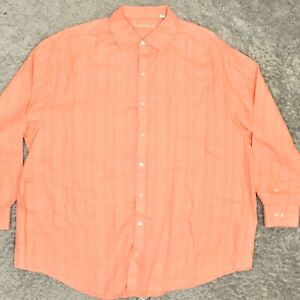 Caribbean Men's Adult Sz 2XB Button Shirt Short Sleeve Solid Salmon Hawaiian Sol