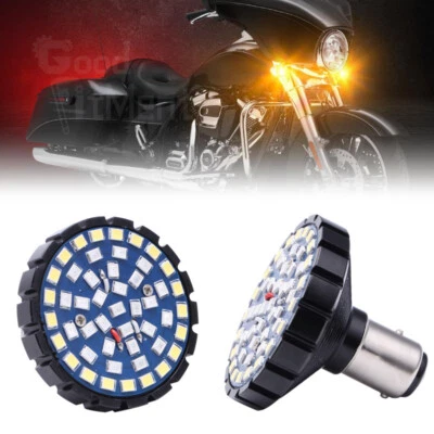 For Harley Davidson Motorcycle 1157 Turn Signal&Parking Lights Bulbs Amber/White - Image 1 of 4