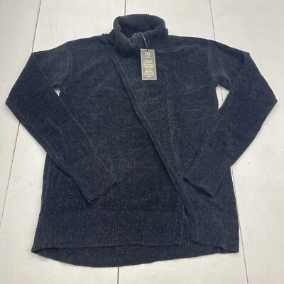 Suéter D2G Diane Gilman Chenille Frente Dividido Negro Cuello Alto Para Mujer’s XS Nuevo Foto 1 de 4