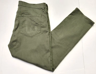 Pantalones de mezclilla J.CREW Flex mezcla de algodón para hombre 35x30 verde oliva calce ajustado 35 Foto 1 de 4