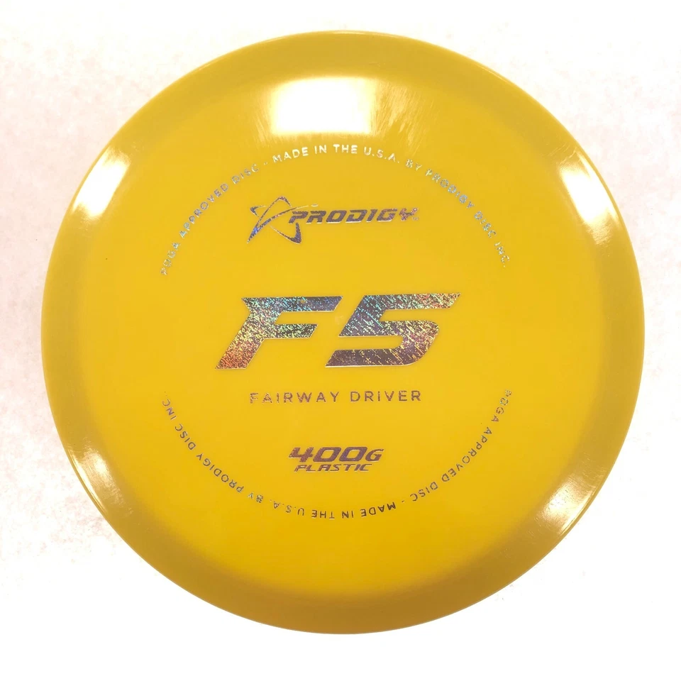 DISC GOLF PRODIGY 400G F5 FAIRWAY DRIVER 174g YELLOW W/ SILVER SPARKLE FOIL - Image 1 of 1