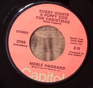 MERLE HAGGARD BOBBY WANTS A PUPPY DOG FOR CHRISTMAS/IF WE MAKE... VINYL 45 59-18 - Picture 1 of 2
