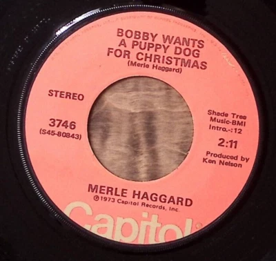 MERLE HAGGARD BOBBY WANTS A PUPPY DOG FOR CHRISTMAS/IF WE MAKE... VINYL 45 59-18 - Image 1 of 2