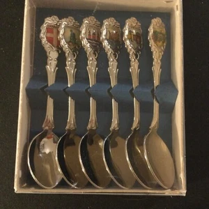 Danmark Denmark Vintage Souvenir dekorative silberfarbene Löffel, 6er Set - Bild 1 von 4