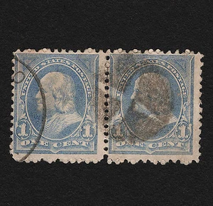 OPC 1894 US Sc#246 1c Franklin Pair Reverse Star Fancy Cancel sound - Picture 1 of 2