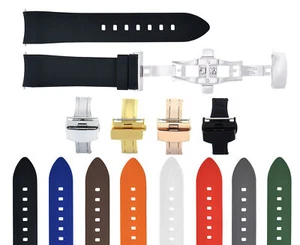 CURVED END SILICONE WATCH BAND RUBBER STRAP 18MM 19MM,20MM 21MM 22MM 24MM +CLASP - Picture 1 of 38