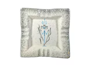 souvenir NEW MEXICO Ceramic ASHTRAY Square, Kachina pattern white w/ Black edge - Picture 1 of 5