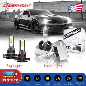 For Chevy Camaro 2010-2013 D1S Xenon HID Headlight+5202 LED Fog Light Bulbs Kit - Picture 1 of 12
