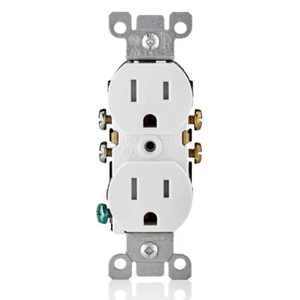T5320-WMP 15 Amp 125V Receptáculo dúplex resistente a manipulaciones (paquete de 10), blanco - Imagen 1 de 12