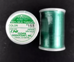 Clover Silk Thread Light Spruce #153 Size 50 Lot Of (2) Combine Ship - Picture 1 of 5