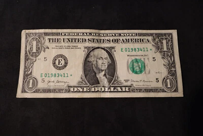 2017 ONE DOLLAR FANCY BIRTHDAY/ANNIVERSARY NOTE APRIL 11, 1983 SN # E 01983411 * - Image 1 of 2