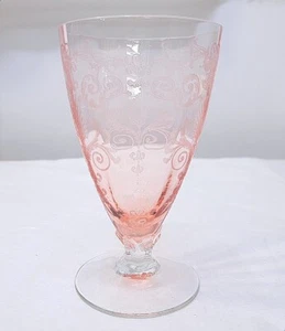 Vaso vintage con patas rosa grabado Fostoria Versailles 9 oz 5 1/4" 738 - Imagen 1 de 4