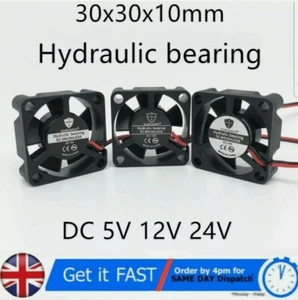 30x30x10mm 3010 5V, 12V, 24V Hydraulic Bearing Brushless DC 2 Pin Cooling Fan  - Picture 1 of 13