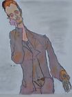 EGON SCHIELE Drawing on paper (Handmade) signed and stamped mixed media.