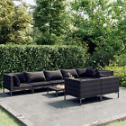 9 Piece Garden  Set With Cushions Poly Rattan Dark Grey N1u7