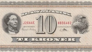 Denmark 1964 10 Kroner Circulated Banknote Pick 44w Bargain Bin - Picture 1 of 2
