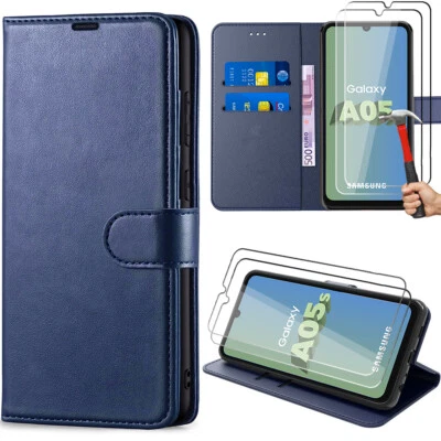 Coque Cuir PU pour Samsung Galaxy A17 A16 A14 A15 A53 A54 A05s+2 Verre Trempé - Imagen 1 de 4