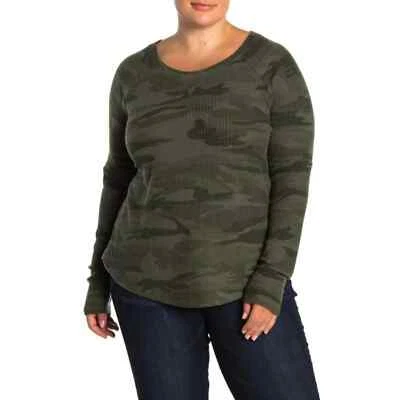 Sweet Romeo Cozy Therma Camo Green Pullover Long Sleeve Top NWT Womens Size 1X - Image 1 of 4
