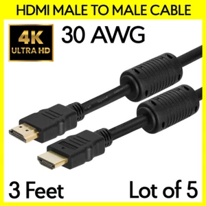 5PCS HDMI Male to Male Cable 3FT 30AWG With Ferrite Cores Cord 4K Full HD 1080p - Bild 1 von 3
