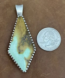 Colgante Navajo Nativo Americano Vintage “R.C” Turquesa Esterlina Dos Caras Firmado - Imagen 1 de 12