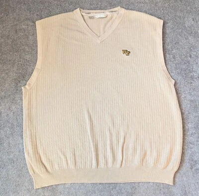 Wake Forrest University Cutter & Buck Vest Mens 3XL XXXL Beige Pullover NCAA - Image 1 of 4