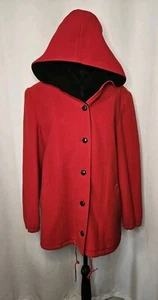 Authentic Mackintosh Vest Coat Wool Size 12 Vintage Made USA Hooded Red/Black - Picture 1 of 14