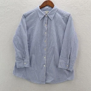 L.L. Camisa Bean Para Mujer Grande Azul Seersucker Vacationland Preppy Aire Libre Verano - Imagen 1 de 11
