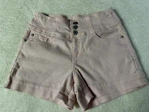 No Boundaries Mid Rise Pale Pink (w/Silver Buttons) Shorts Jr Sz 11 - Picture 1 of 16