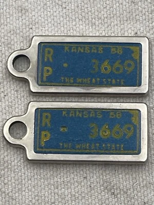 Kansas 1958 License Plate Tag Keychain Disabled Veterans DAV Lot Of 2 Vintage - Image 1 of 4