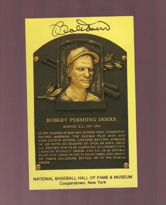 Postal del Salón de la Fama firmada y autógrafa de Bobby Doerr Foto 1 de 1