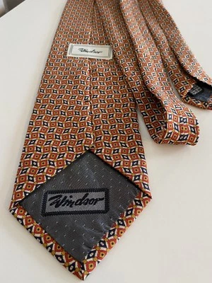 Vintage Windsor Tie Silk Geometric Print Made in Europe Classic Necktie 58.3 in - Image 1 of 4