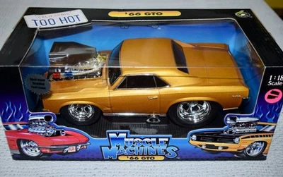 Muscle Machines Gold ‘66 Pontiac GTO 1:18 California Too Cool Model NIB #120 - Image 1 of 3