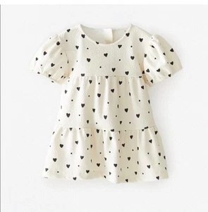 Vestido Zara NUEVO SIN ETIQUETAS Bebé Niña 9-12m Estampado Corazones - Imagen 1 de 8