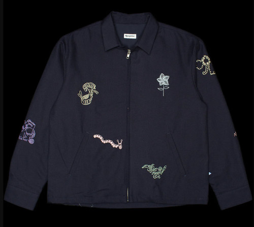 VETEMENTS Giacca uomo Reception Ryo Club Merino blu navy art by Benoit Francois taglia L nuova con etichetta