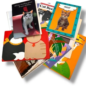Vintage Cat Greeting Cards (Lot of 10) Misc Occasions All Unused 1980s - Picture 1 of 11