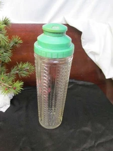 Vintage Cocktail Shaker Art Decò Grattacielo in Vetro Medco 12" con Ricette - Foto 1 di 7